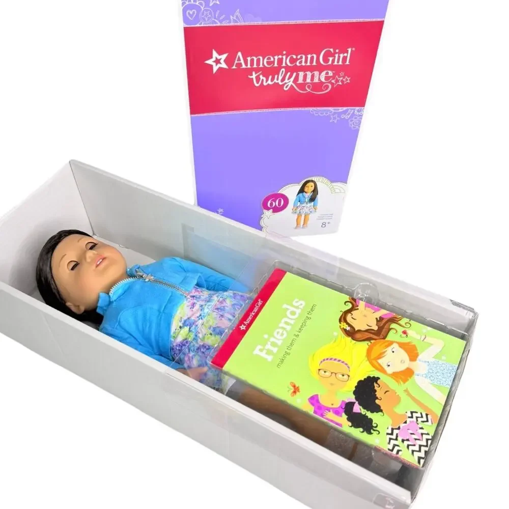 American Girl Doll 60 TM Meet Outfit Dress Jacket Shoes Black Hair Blue Eyes Box